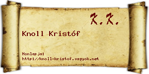 Knoll Kristóf névjegykártya